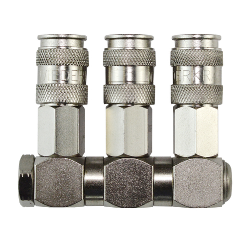 WDK-83RT Разветвитель пневматический с вращающимися соединениями, вход 1/4" (F), 3 выхода БРС