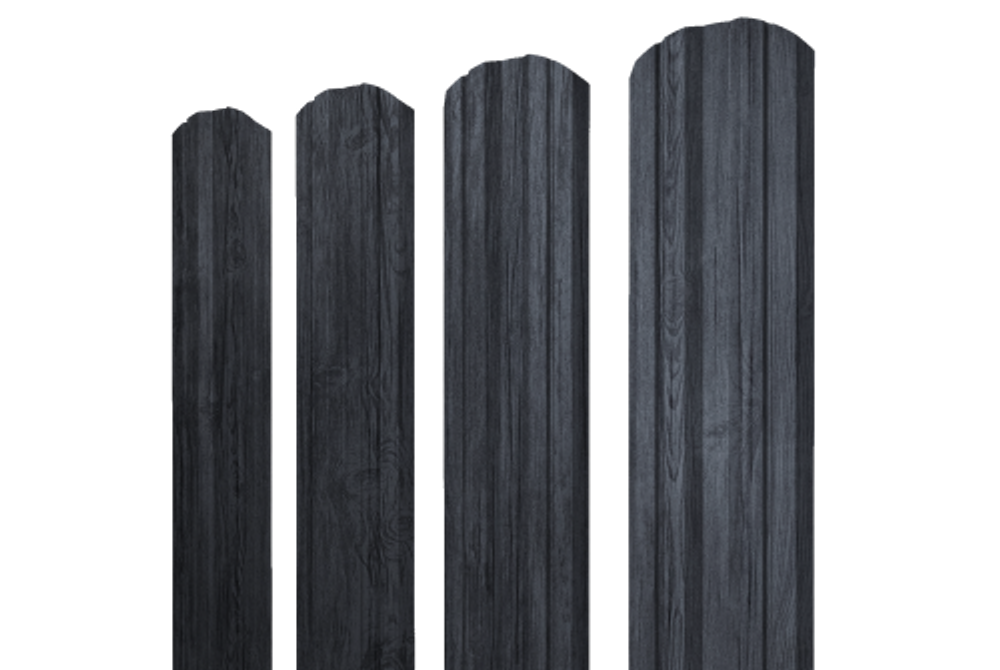 Штакетник Twin фигурный 0,45 Print Premium Grey Wood TwinColor