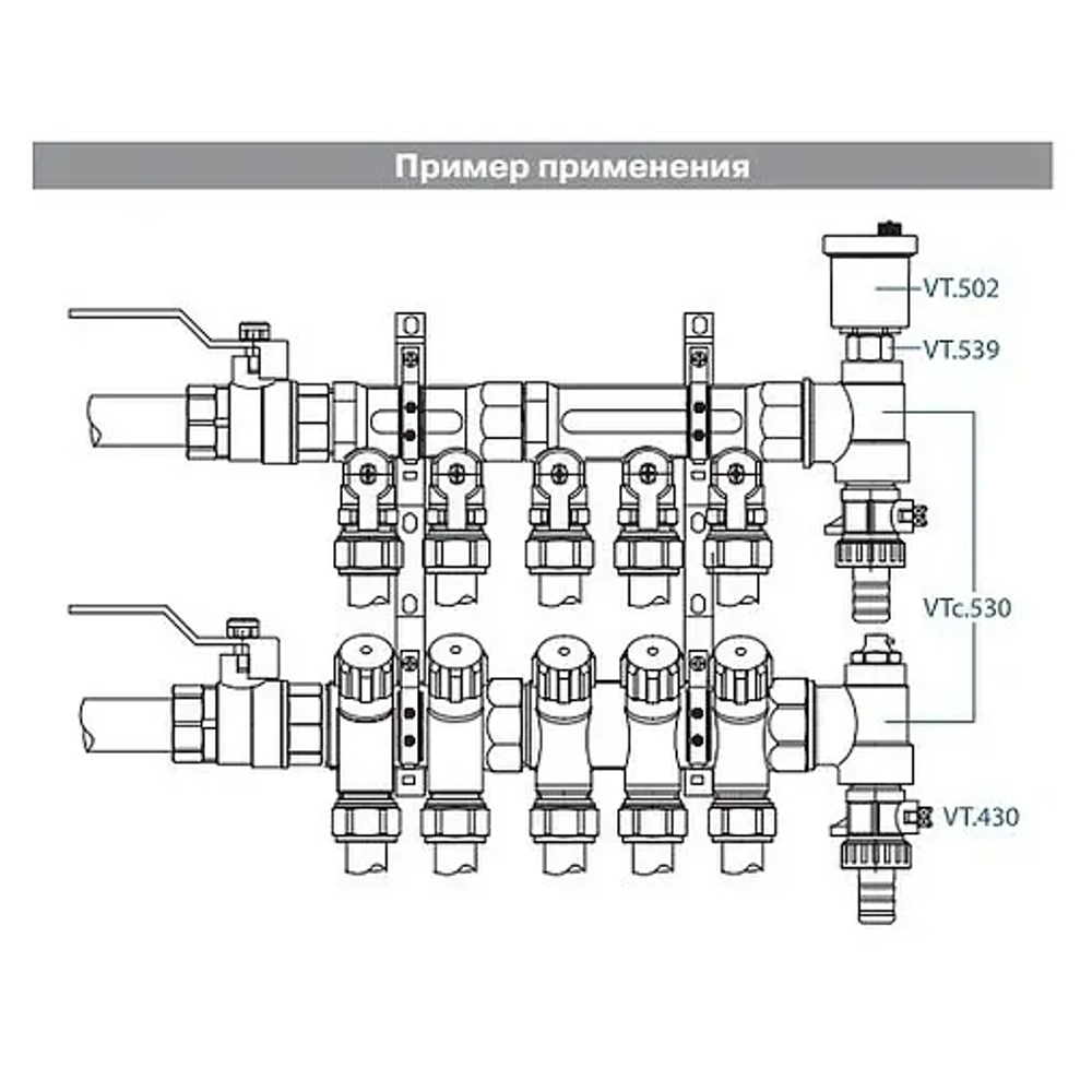 Тройник концевой для коллектора 1"в x ½"в Valtec VTc.530.N.060404