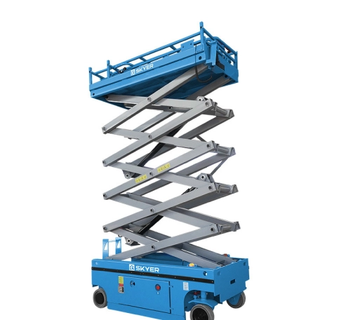 Самоходный ножничный подъемник с выдвижной платформой (узкий) SKYER PLH0623