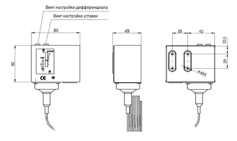 Ридан 060L119066R — Реле температуры KP78R, IP44, длина капиллярной трубки 2 м, контактная группа SPDT