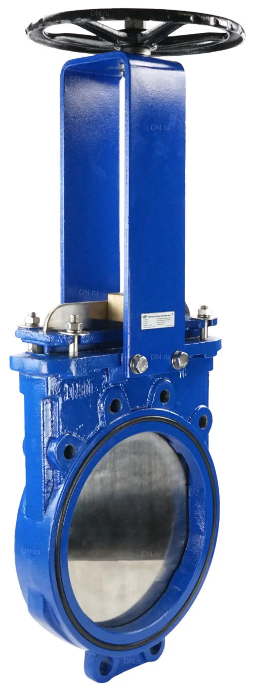 Задвижка шиберная DN.ru GVKN1331N-2W-Fb-S Ду400 Ру6 двусторонняя, межфланцевая, шток - невыдвижной, корпус - чугун GGG40, шибер - нержавеющая сталь 304, уплотнение - NBR, управление - штурвал