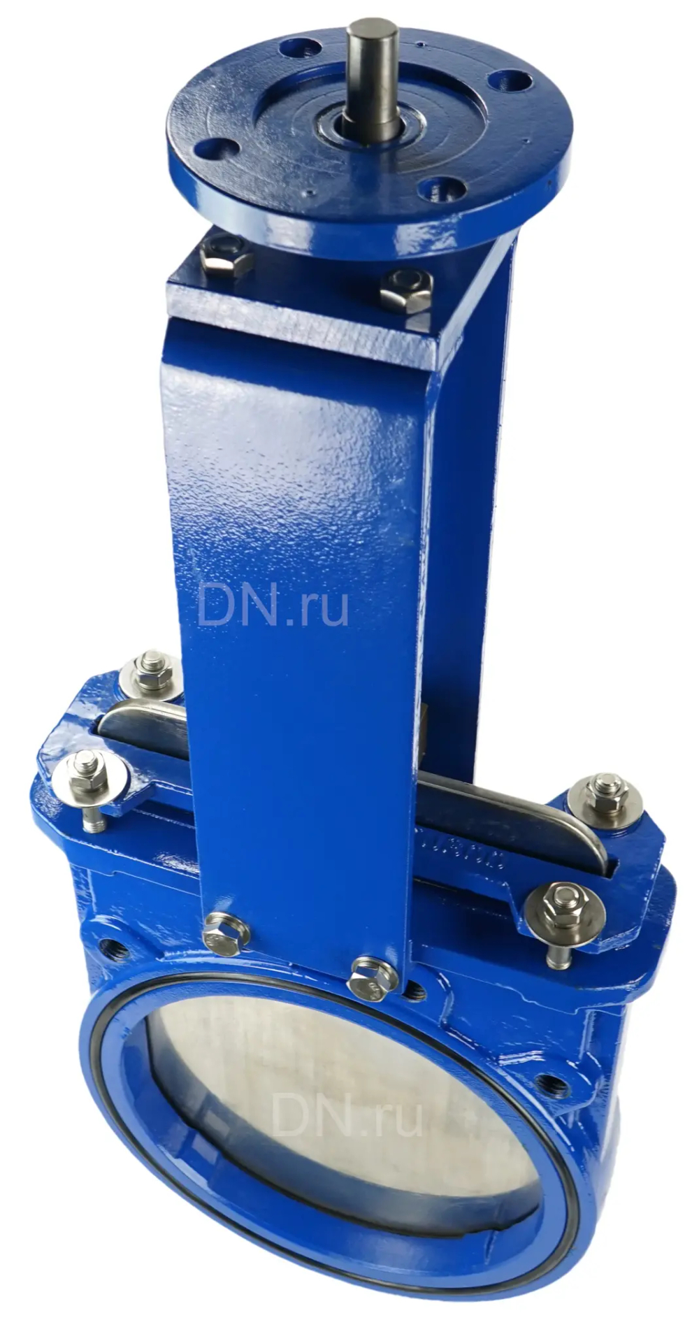 Задвижка шиберная DN.ru GVKN1331N-2W-Fb-ISO Ду300 Ру6 двусторонняя, межфланцевая, шпиндель - невыдвижной, корпус - чугун GGG40, шибер - нержавеющая сталь 304, уплотнение - NBR, с ISO-фланцем и голым штоком, круглый шток 22, F14