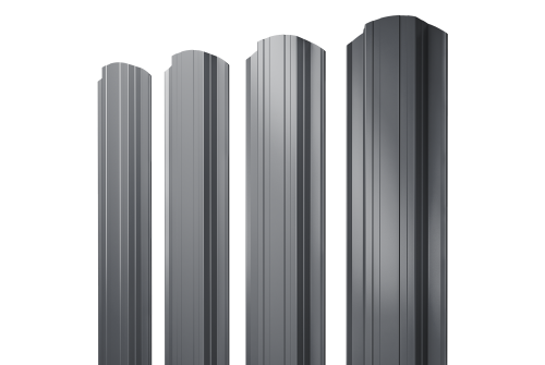 Штакетник Прямоугольный фигурный 0,5 GreenCoat Pural BT, matt RR 23 темно-серый (RAL 7024 мокрый асфальт)