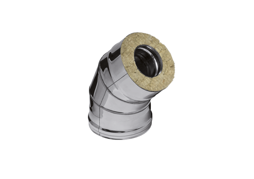 Колено Феррум утепленное угол 135° нержавеющее (304/0,8мм)/зеркальное, ф150/210, по воде