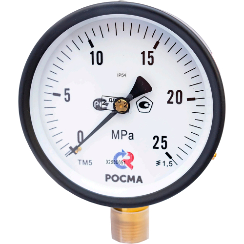 Манометр радиальный Росма ТМ-51GР.GG IP54 (G-25МПа) М2Gх1.5 1.5 общетехнический специального исполнения, 1GGмм, тип - ТМ-51GР, радиальное присоединение, шкала (G-25МПа), резьба М2Gх1.5, класс точности 1.5