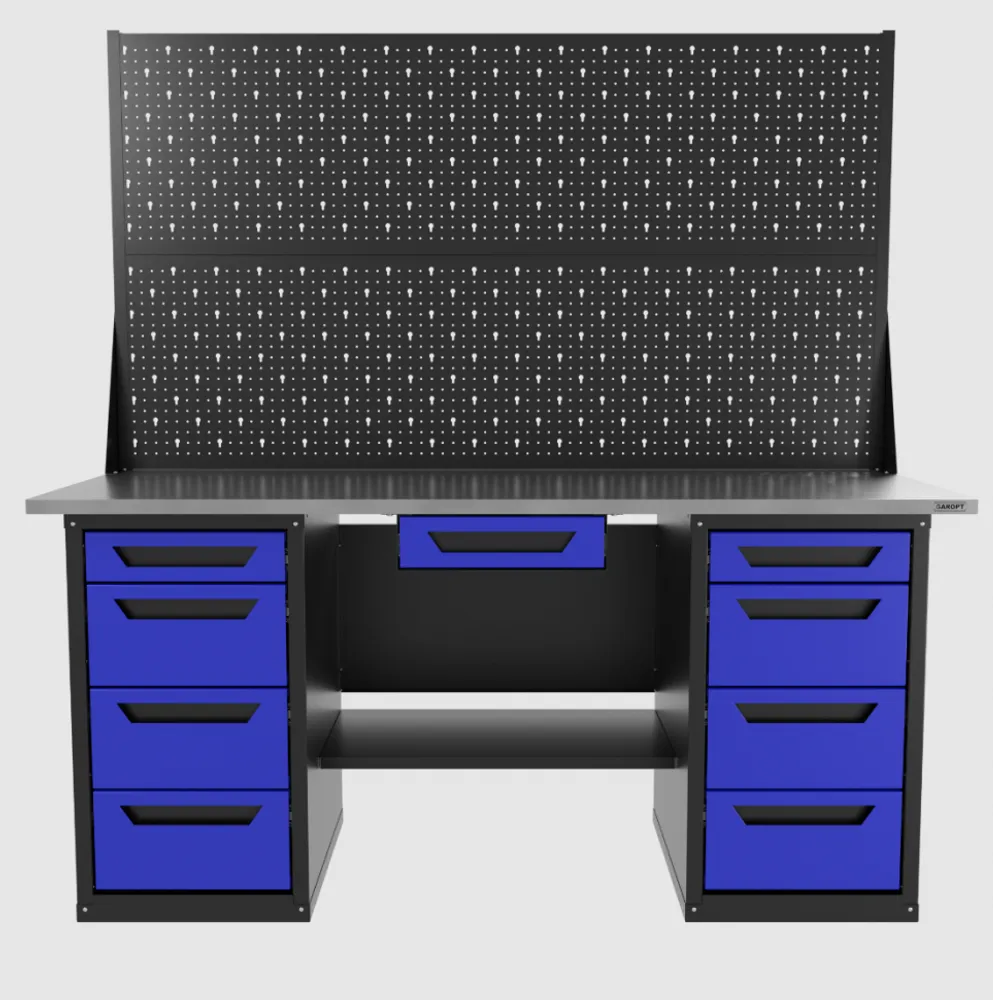 Верстак двухтумбовый 4 ящиков /4 ящиков с двумя экранами и ящиком, синий 1800*700 GAROPT, GT1800Y1Y4Y4PP2.blue