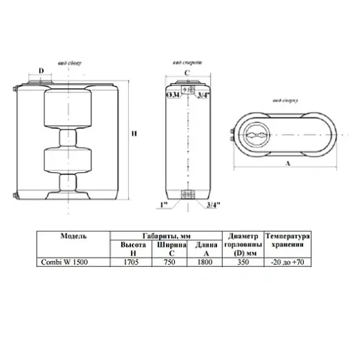 Бак для воды Aquatech W-1500 синий
