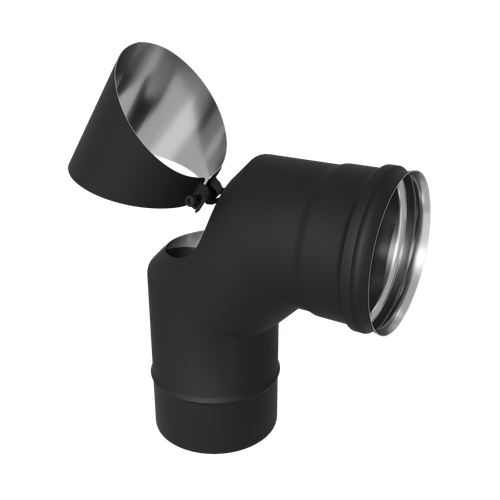 Колено Феррум ревизия угол 90° нержавеющее (430/0,8мм) ф115 черный