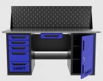 Верстак двухтумбовый дверь/5 ящиков с экраном и ящиком, синий 1800*700 Garopt, GT1800DY1Y5PP.blue