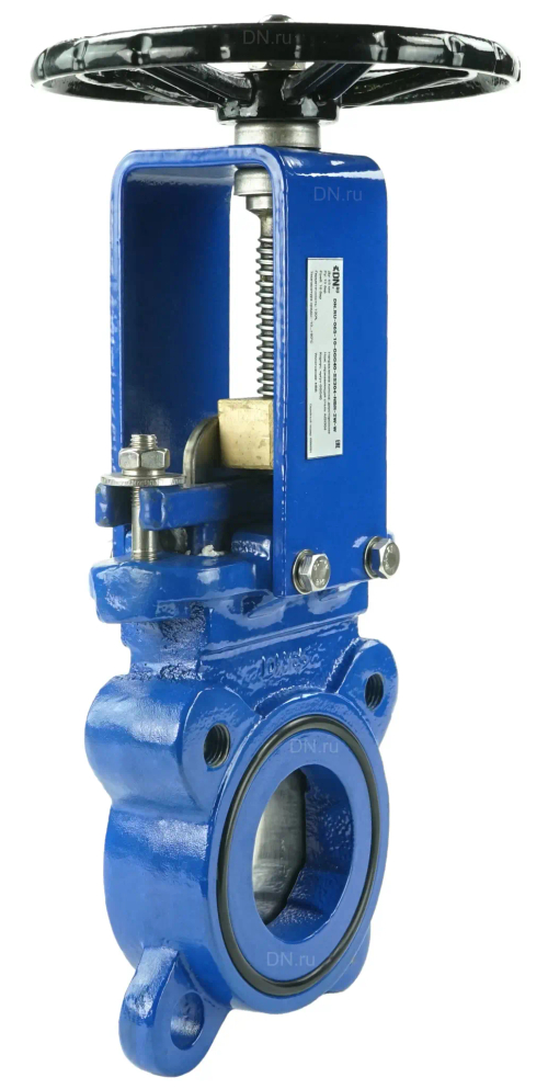Задвижка шиберная DN.ru GVKN1331N-2W-Fb-S Ду65 Ру16 двусторонняя, межфланцевая, шпиндель - невыдвижной, корпус - чугун GGG40, шибер - нержавеющая сталь 304, уплотнение - NBR, управление - штурвал