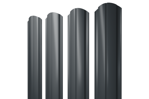 Штакетник Полукруглый Slim фигурный 0,5 Rooftop Бархат RAL 7016 антрацитово-серый