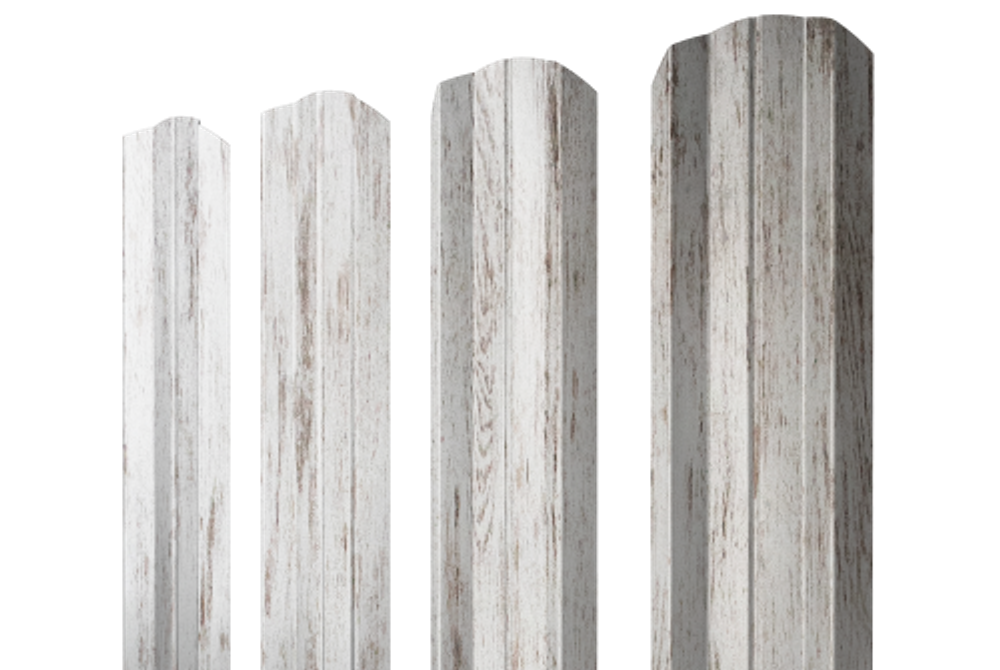 Штакетник М-образный А фигурный 0,45 Print Elite Snow Wood TwinColor