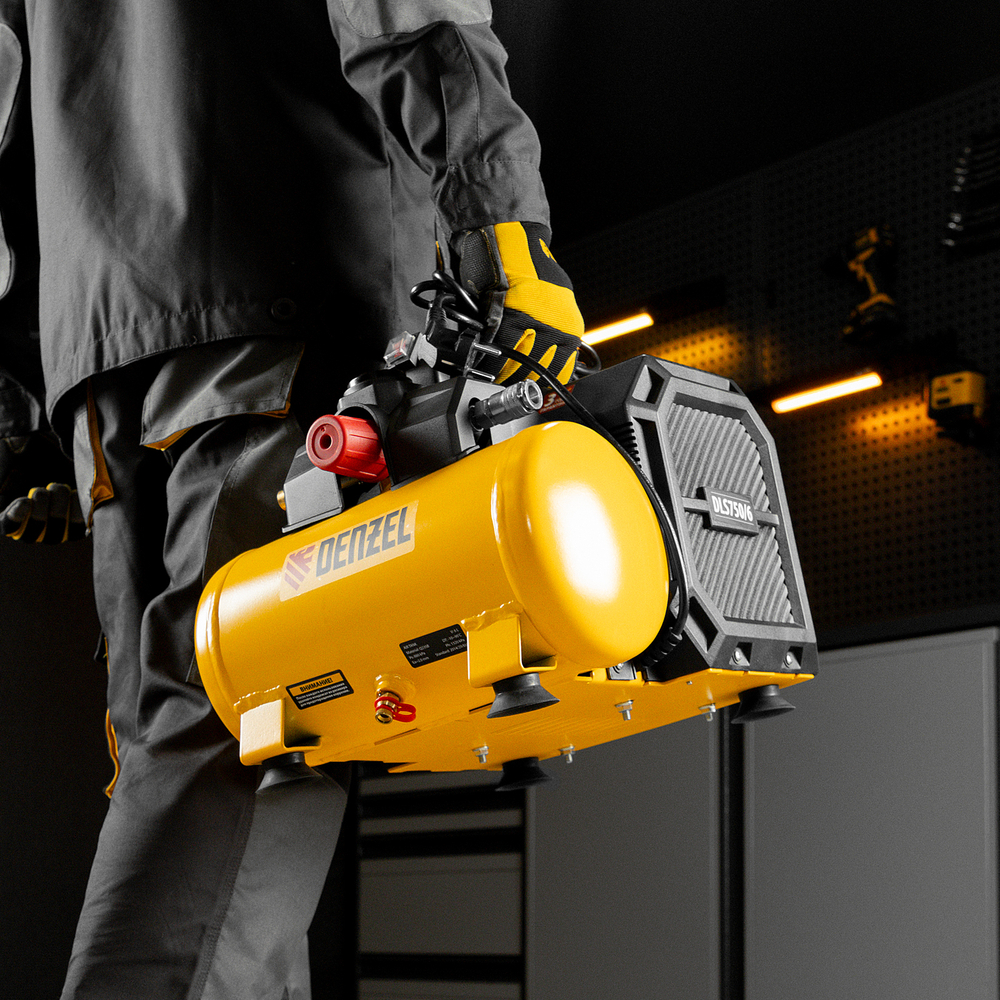 Компрессор  DLS750/6 безмасляный малошумный 750 Вт, 140 л/мин,ресивер 6 л Denzel