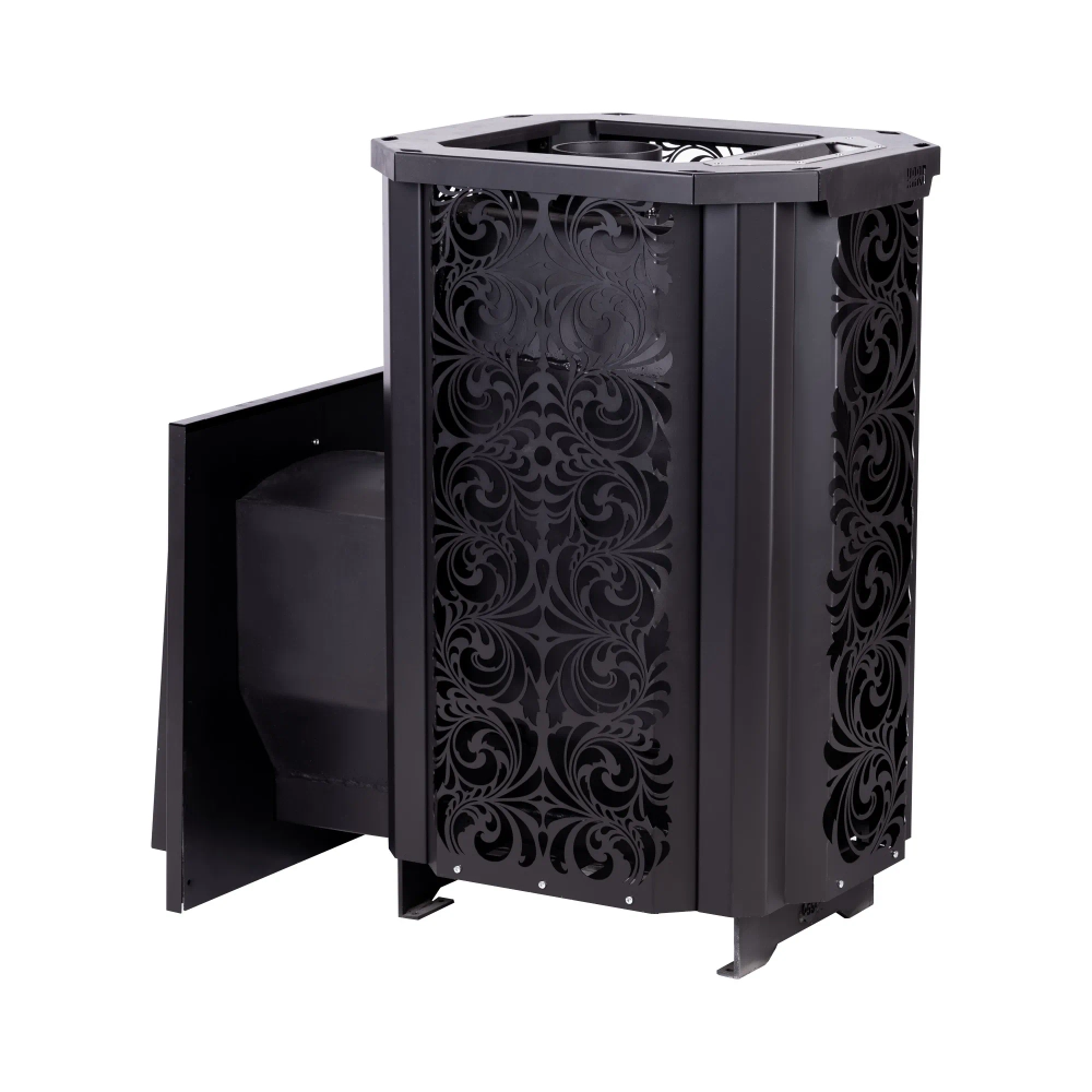 Печь для бани Сталь-Мастер HARD 30М Хохлома Панорама 2025 со стеклом закр каменка дровяная