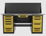 Верстак двухтумбовый 4 ящиков /5 ящиков с экраном и ящиком, 1800*700 желтый GAROPT, GT1800Y1Y4Y5PP.yell