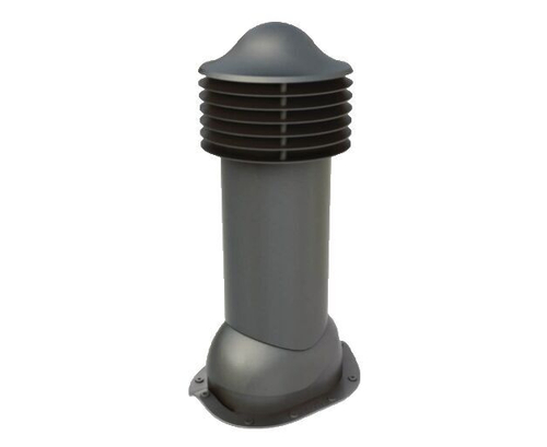 Труба вентиляционная для металлочерепицы d125\110мм, h-650мм утепленная, серый графит RAL 7024