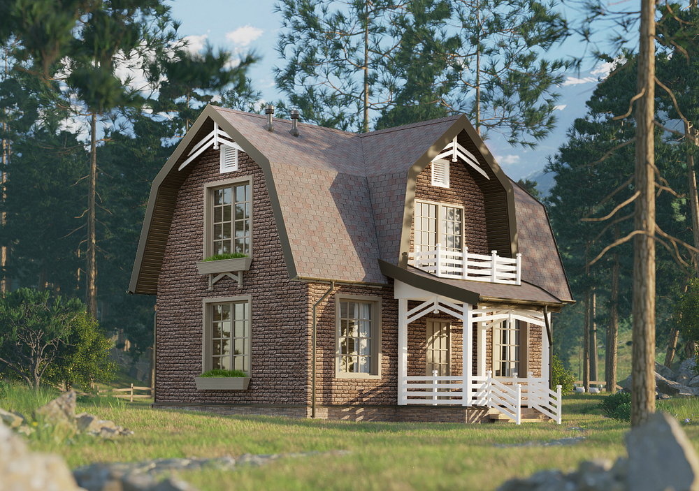 Сайдинг LUX под камень, Bergart, кедровый орех