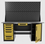 Верстак двухтумбовый дверь/5 ящиков с двумя экранами и ящиком, желтый 1800*700 Garopt, GT1800DY1Y5PP2.yell