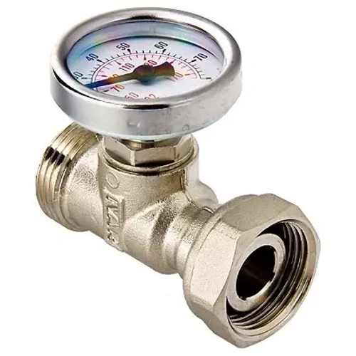 Тройник коллекторный с термометром ¾"ек x ¾"ек Valtec VT.4615.0.0