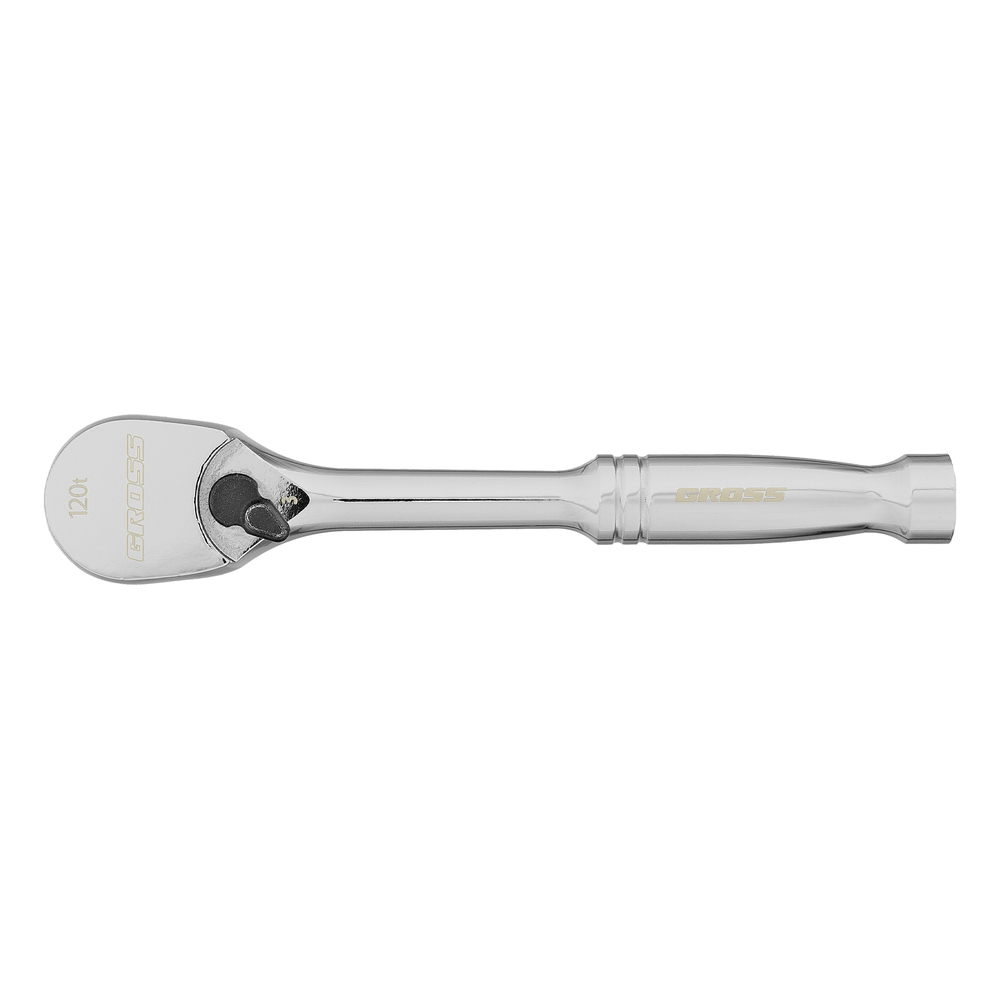 Ключ-трещотка 1/4", CrV, 120 зубьев, цельнометаллический, хром Gross