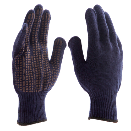 Перчатки трикотажные, акрил, ПВХ гель, "Протектор", синий, оверлок Россия Сибртех