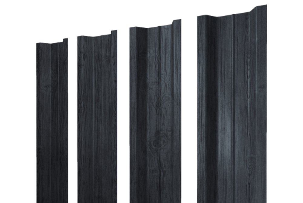 Штакетник П-образный В с прямым резом 0,45 Print Premium Grey Wood TwinColor