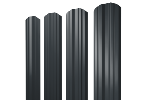Штакетник Twin фигурный 0,5 Rooftop Бархат RAL 7016 антрацитово-серый