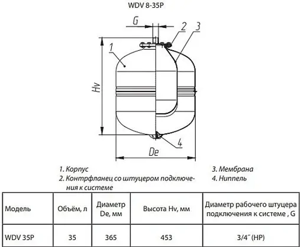 Расширительный бак Wester 35л 12 бар WDV 35P