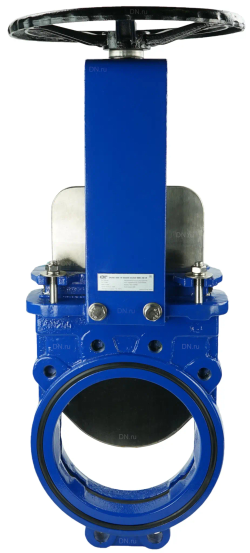 Задвижка шиберная DN.ru GVKN1331N-2W-Fb-S Ду200 Ру10 двусторонняя, межфланцевая, шпиндель - невыдвижной, корпус - чугун GGG40, шибер - нержавеющая сталь 304, уплотнение - NBR, управление - штурвал, NxM - 12x20