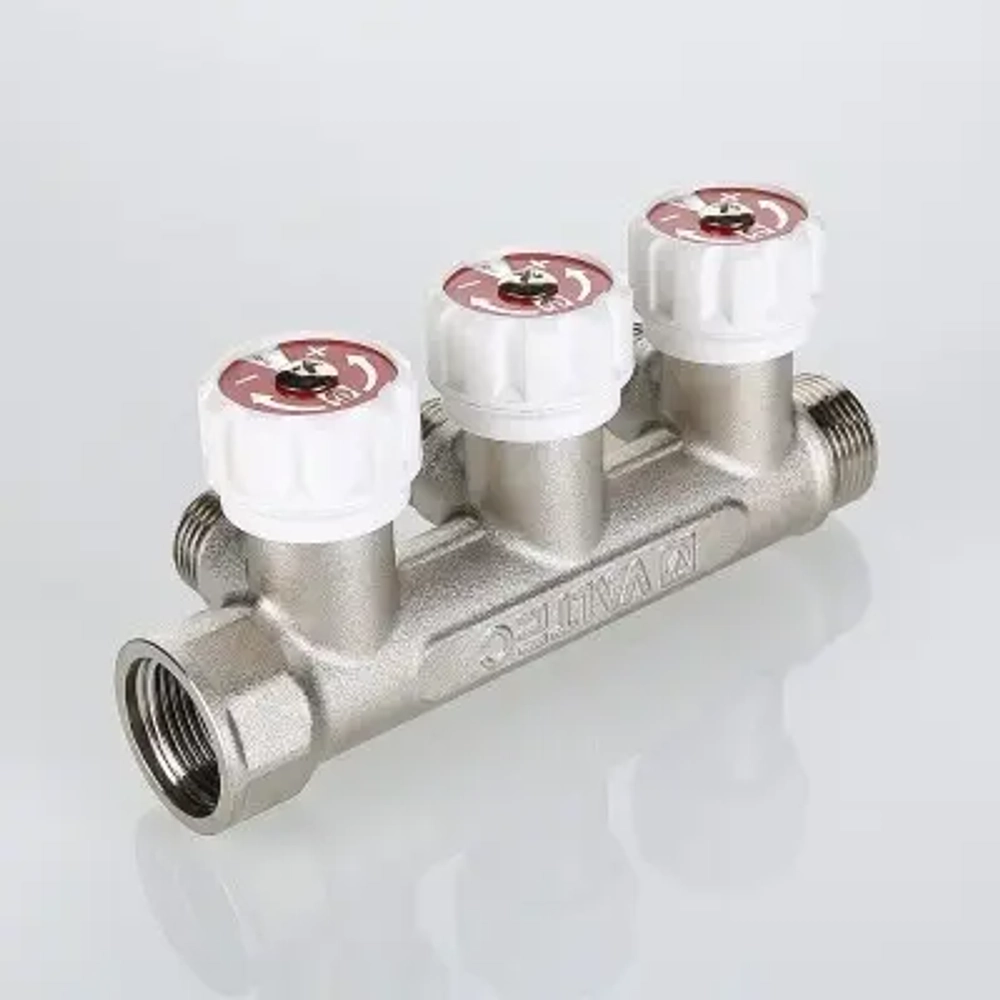 Коллектор регулирующий проходной 4 отвода ¾"в/н x ½"к Valtec VTc.570.N.0504