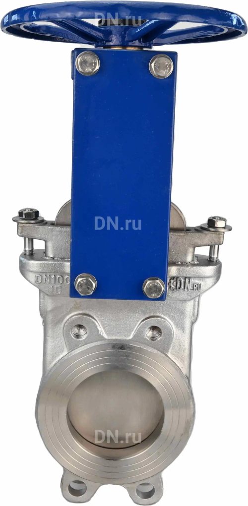 Задвижка шиберная DN.ru GVKR3232E-1W-Fb-S Ду100 Ру10 односторонняя, межфланцевая, шпиндель - выдвижной, корпус - нержавеющая сталь 316, шибер - нержавеющая сталь 316, уплотнение - EPDM, управление - штурвал