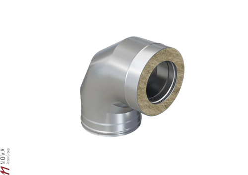 Колено Феррум утепленное угол 90° нержавеющее (430/0,8мм)/оцинкованное, ф150/210, по воде