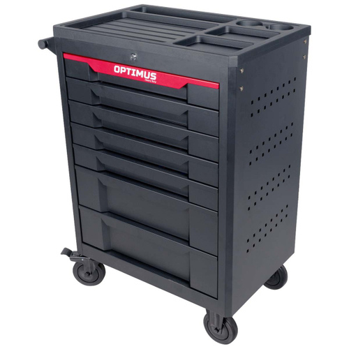 OPT-717P Тележка инструментальная 7 полок с набором инструментов, пластиковая столешница