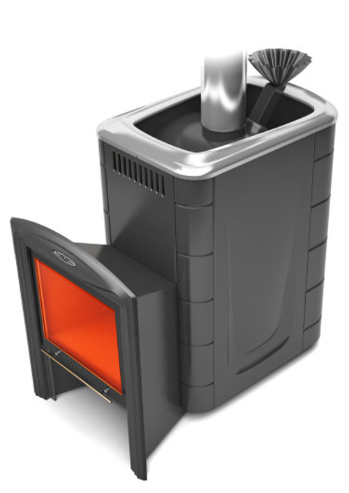 Печь для бани ТМФ Гейзер 2014 Carbon Витра закр.каменка антрацит