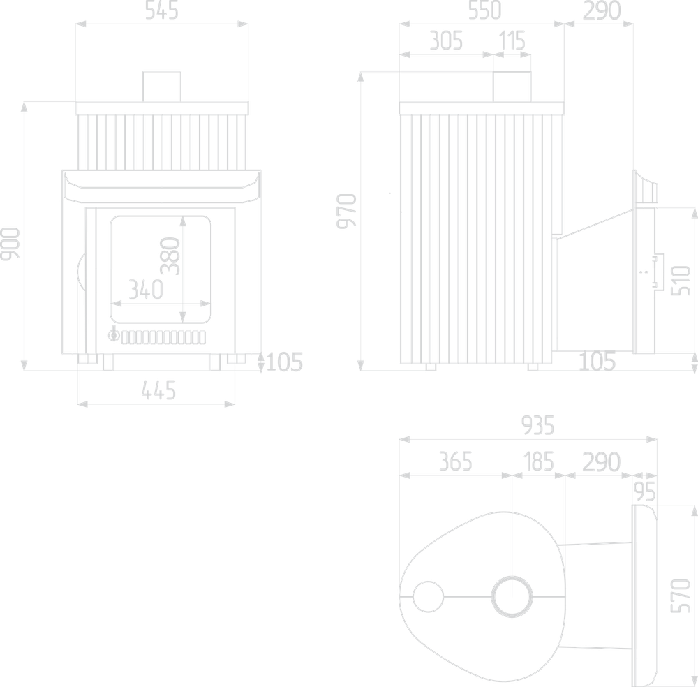 Печь для бани "Оптима" в каменной облицовке