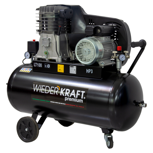 WDK-91032  Масляный поршневой компрессор с ременным приводом:320 л/мин, ресивер 100л, 9 бар; 220В