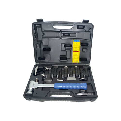 WDK-65081  Набор для рихтовки корпуса автомобиля в пластиковом кейсе.  В комплекте 10 предметов.