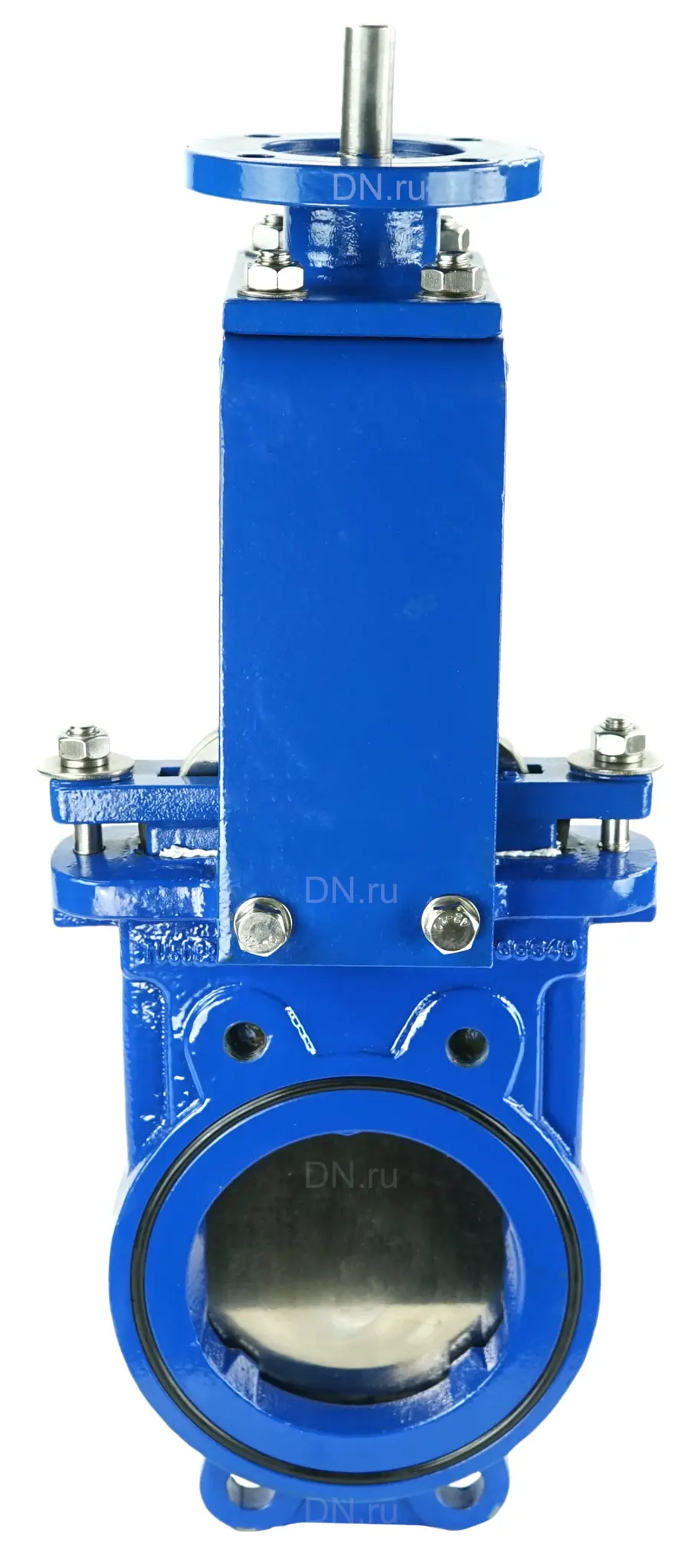 Задвижка шиберная DN.ru GVKN1331N-2W-Fb-ISO Ду125 Ру10 двусторонняя, межфланцевая, шпиндель - невыдвижной, корпус - чугун GGG40, шибер - нержавеющая сталь 304, уплотнение - NBR, с ISO-фланцем и голым штоком, круглый шток 18, F10