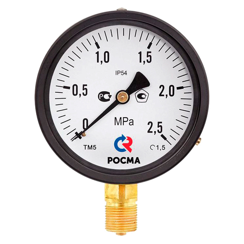 Манометр радиальный Росма ТМ-51GР.GG IP54 (G-4МПа) М2Gх1.5 1.5 общетехнический специального исполнения, 1GGмм, тип - ТМ-51GР, радиальное присоединение, шкала (G-4МПа), резьба М2Gх1.5, класс точности 1.5