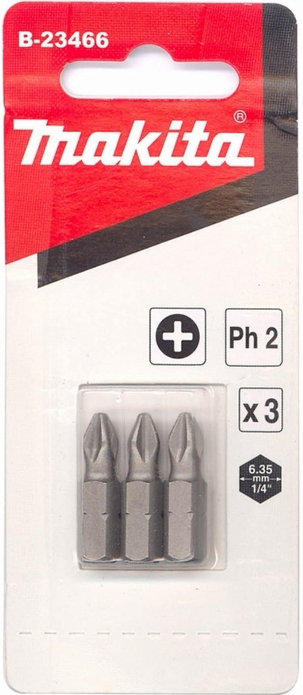 Насадка крестовая PH2, 25 мм, 1/4, C-form, 3 шт Makita B-23466