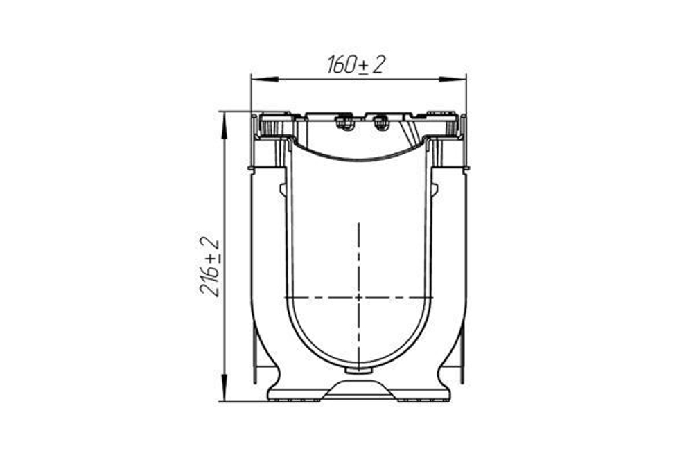 Лоток водоотводный PolyMax Drive DN100 h216 пластиковый с решеткой щелевой чугунной ВЧ кл.Е (комплект)