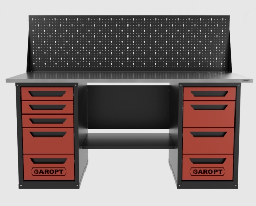 Верстак двухтумбовый 4 ящиков /5 ящиков с экраном 1800*700 красный GAROPT, GT1800Y4Y5PP.red
