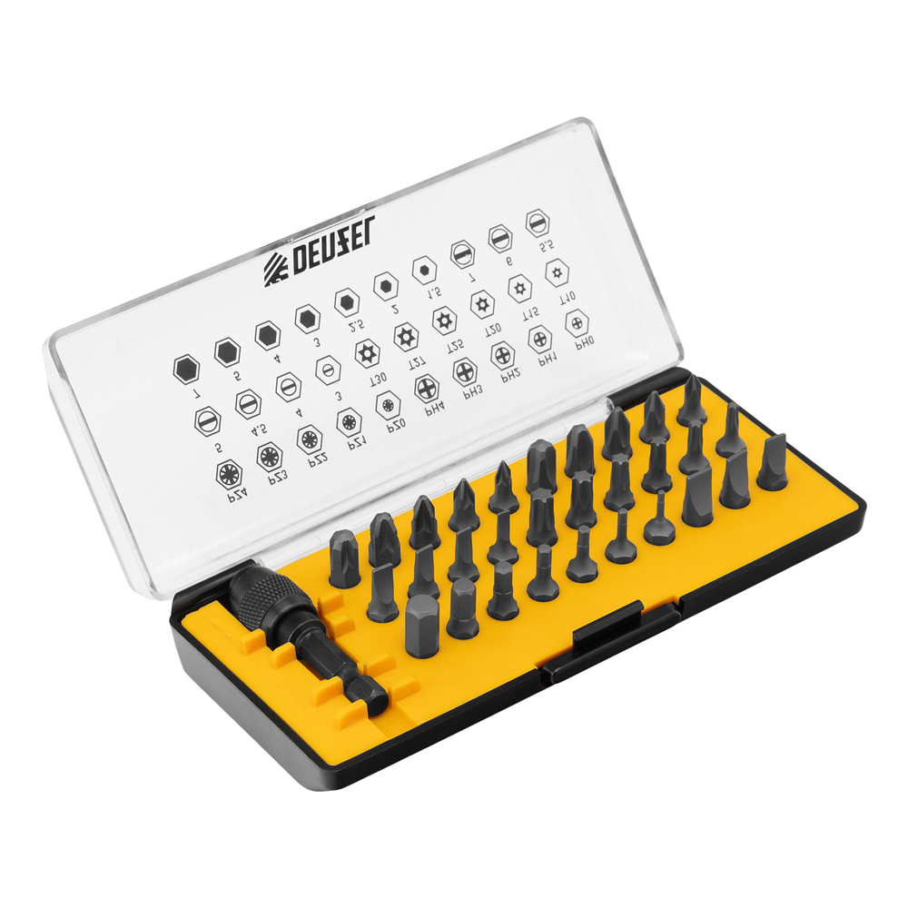 Набор инструментов, 1/2", 1/4", CrV, S2, пластиковый кейс, 100 предметов Denzel