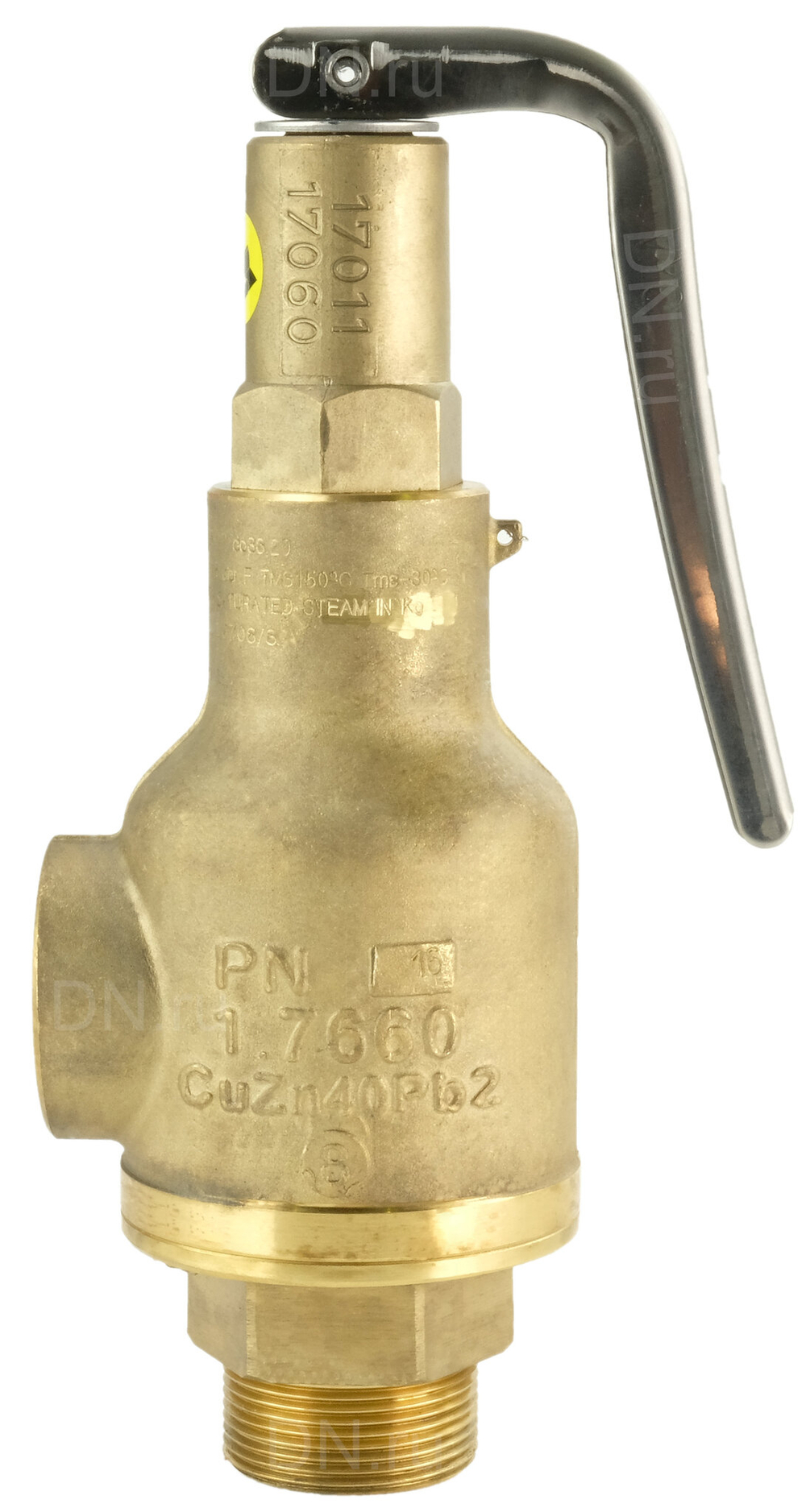 Клапан предохранительный ПРЕГРАН КПП 095 3/4″ Ду20х20 Ру16 латунный пружинный резьбовой угловой