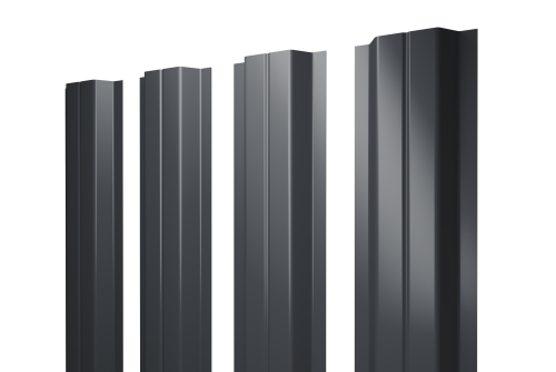 Штакетник П-образный A с прямым резом 0,5 Rooftop Бархат RAL 7024 мокрый асфальт
