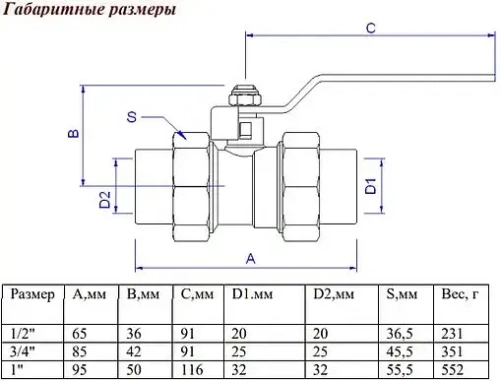 Кран шаровый с двумя переходами на пп трубу 25мм x 25мм Valtec VTp.745.0.025