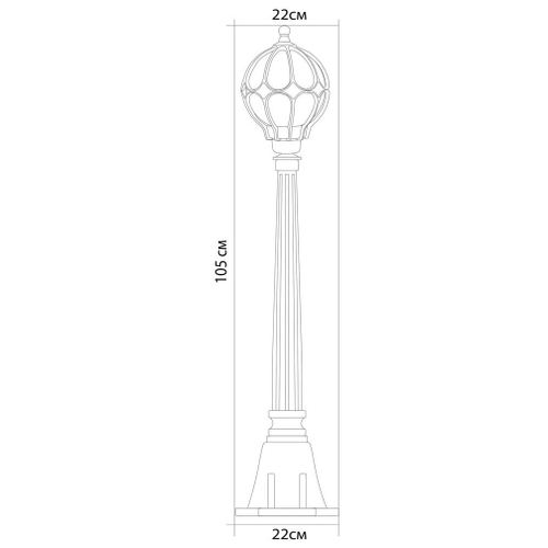 Светильник садово-парковый Feron PL3806 круглый, столб 60W 230V E27, черное золото 11375