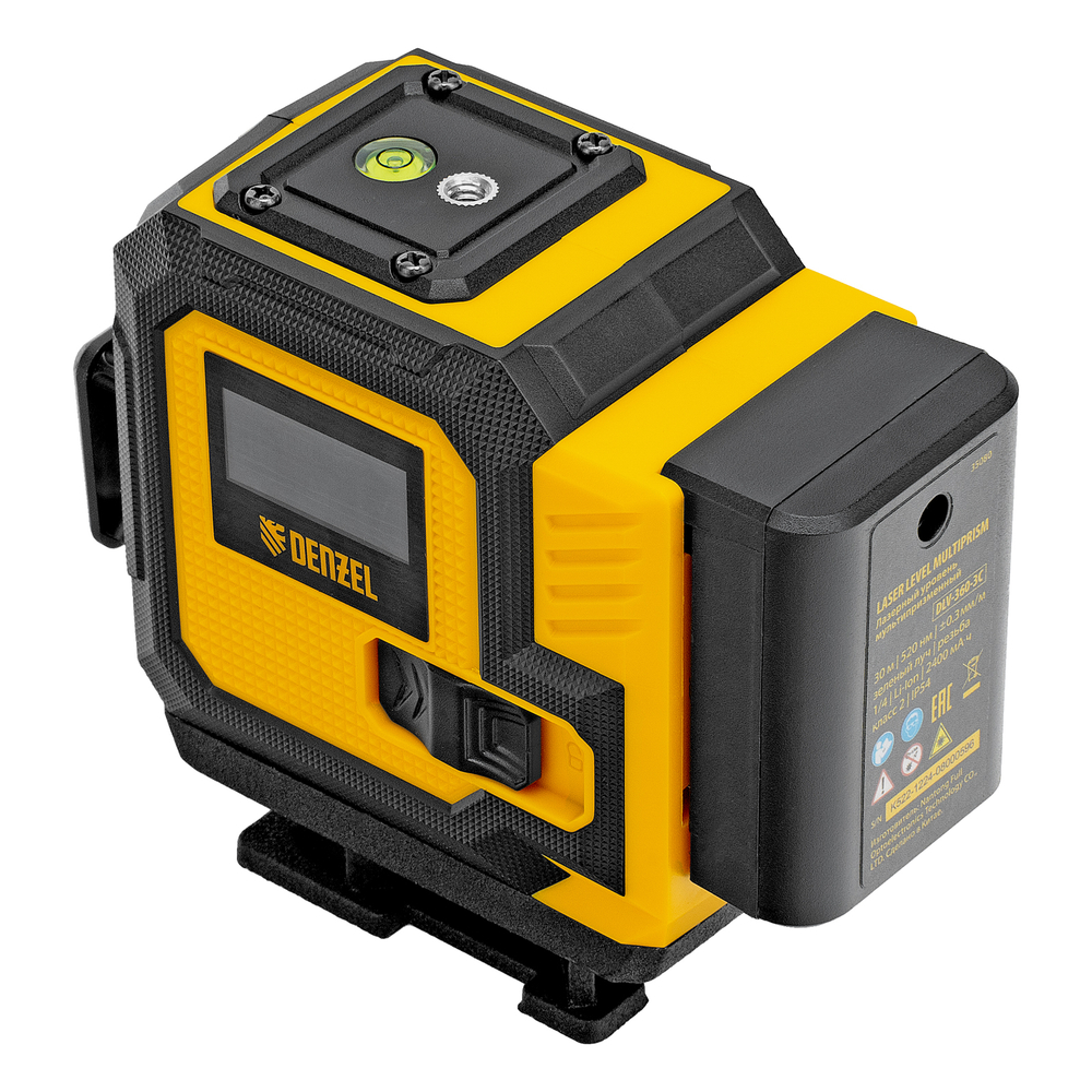 Лазерный уровень мультипризменный DLV-360-3C, 30 м, зеленый луч, Li-Ion 2,4 Aч, кейс// Denzel