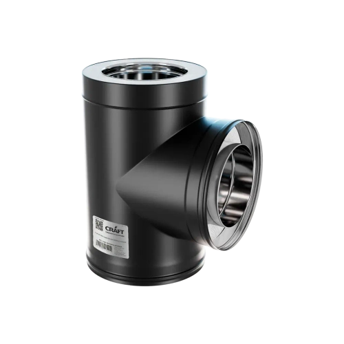 Тройник Craft 90° утепленный нержавеющий (316/0,8/430/0,5) ф150/250 по воде черный